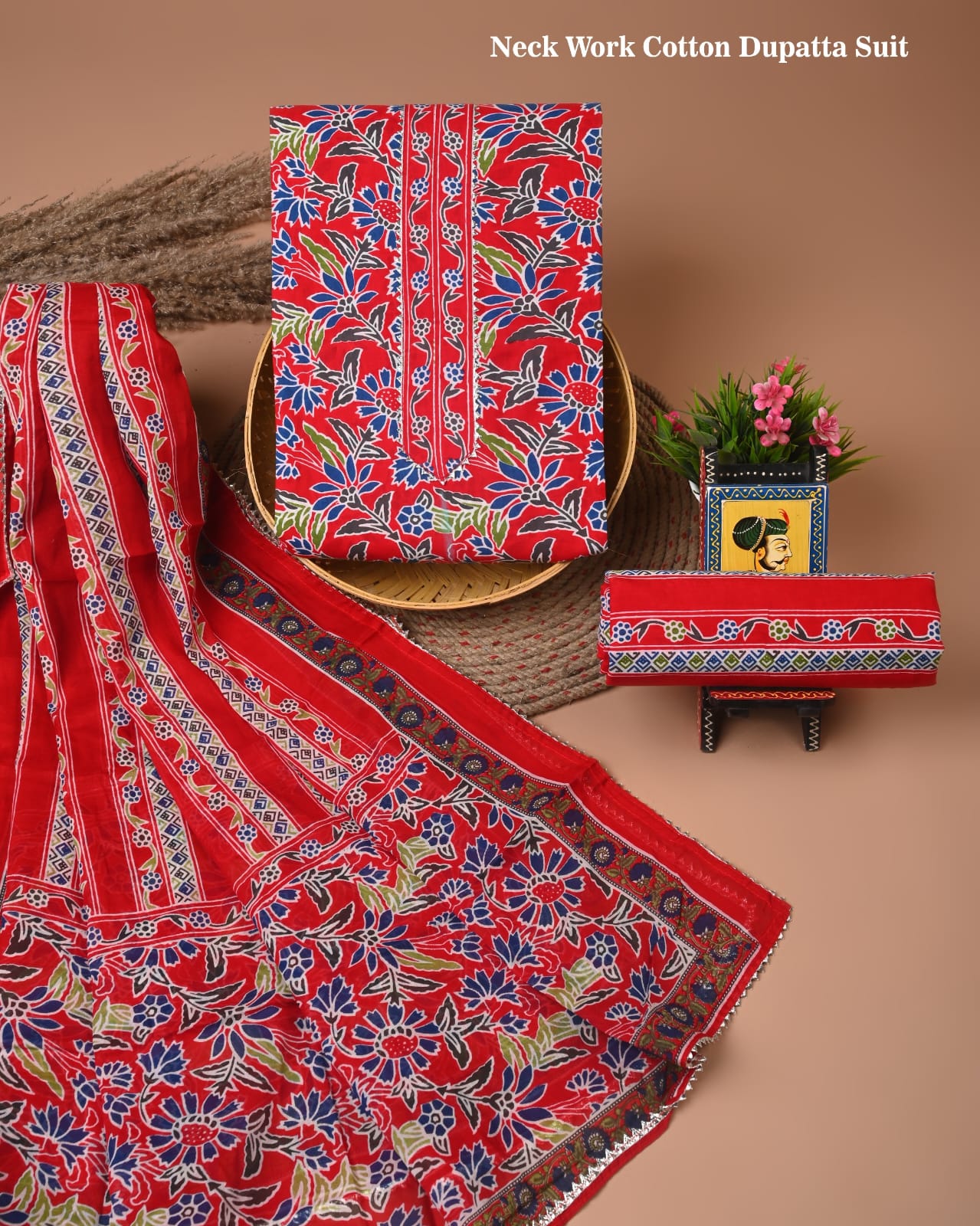 PREMIUM GOTA PATTI COTTON SUIT SET WITH COTTON DUPATTA