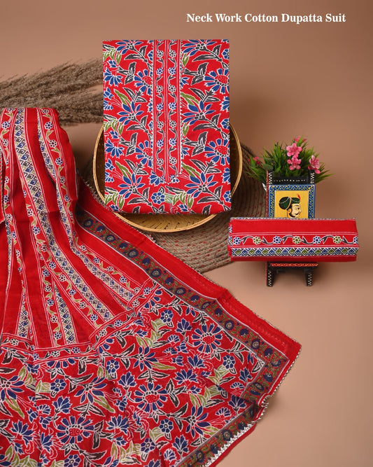 PREMIUM GOTA PATTI COTTON SUIT SET WITH COTTON DUPATTA