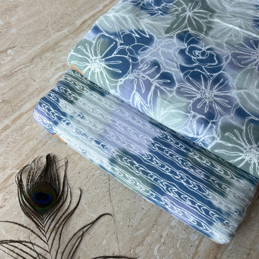 Elegant Hand Block Printed Cotton Top And Bottom Suit Sets(VKTB14)