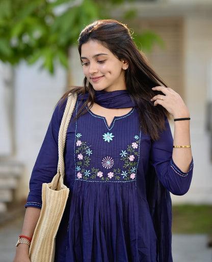 Beautiful pure cotton kurti pant dupatta set