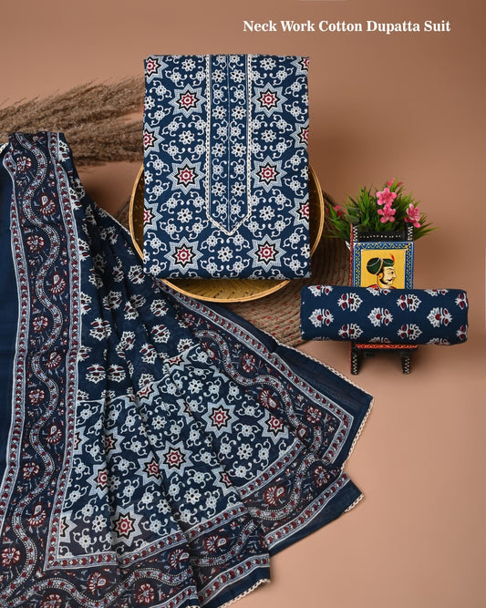 PREMIUM GOTA PATTI COTTON SUIT SET WITH COTTON DUPATTA