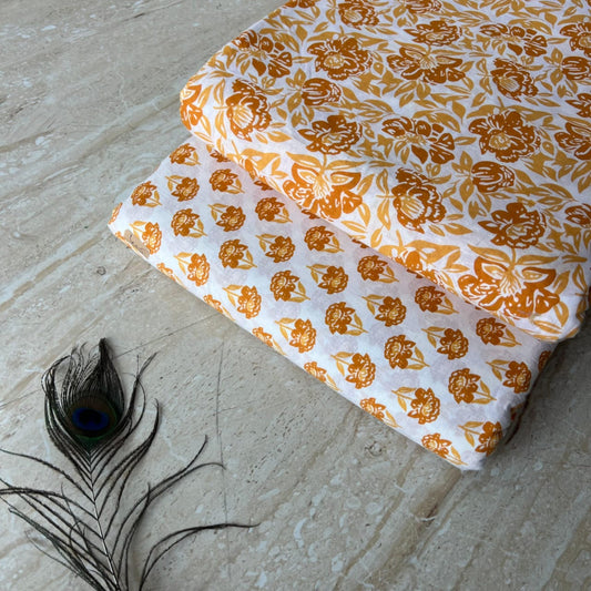 Elegant Hand Block Printed Cotton Top And Bottom Suit Sets(VKTB06)