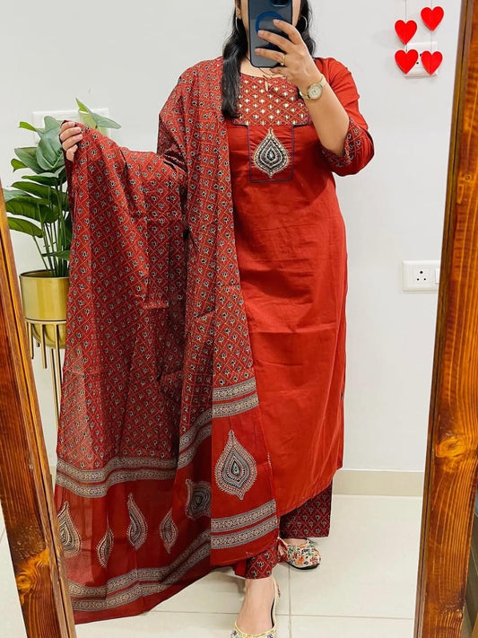 *We are here to spread some magic to your ethnic Heavy Cotton*
*Pure fine Cotton fabric   Kurti with Pant with cotton Sequence work*