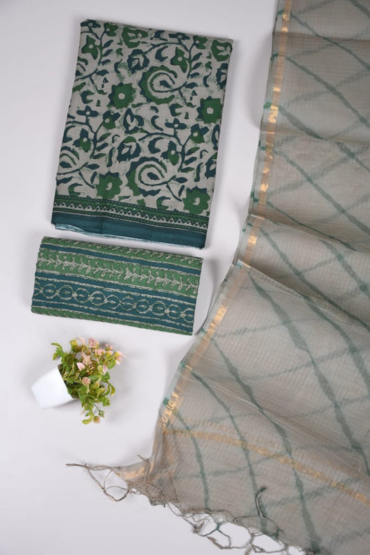 Exclusive Hand Block Cotton Suit With Kota Doriya Dupatta Suits(VKCOTKO05)