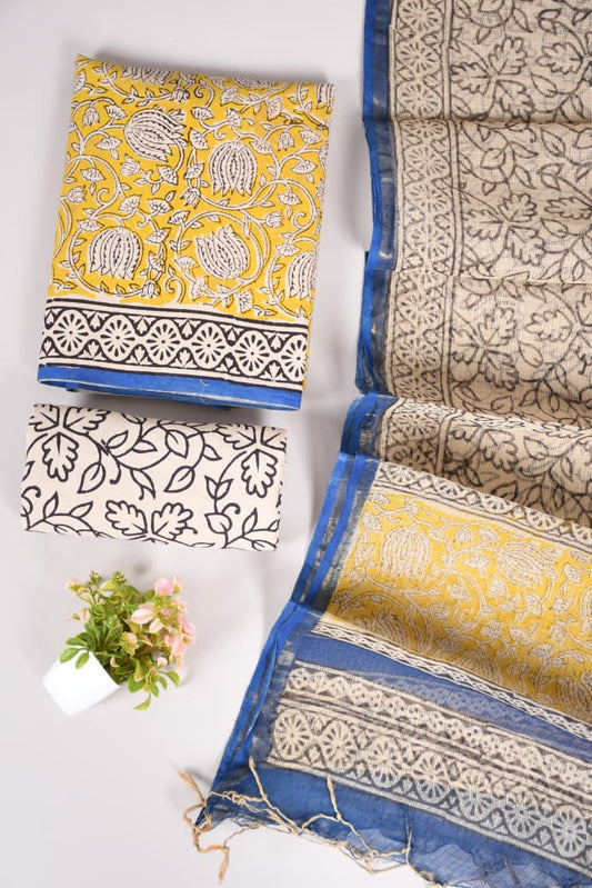 Exclusive Hand Block Cotton Suit With Kota Doriya Dupatta Suits(VKCOTKO20)